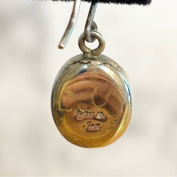 Vintage Sterling Silver 925 Preserved Flower Dangly Earrings - Picture 5 of 7